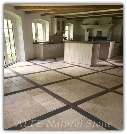 Filled Travertine kitchen tiles