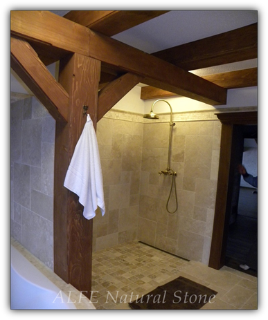 Tumbled Travertine bathroom tiles for walls and floors