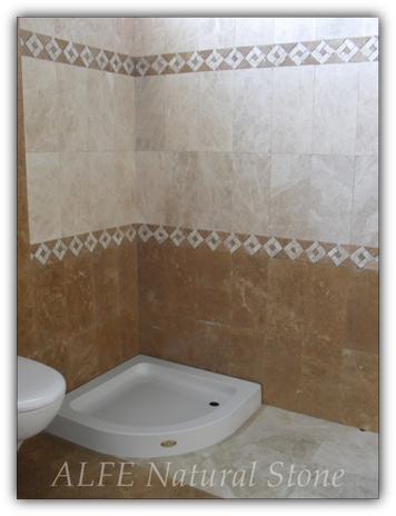 Emperador Marble Tiles Bathroom with Noce Tiles