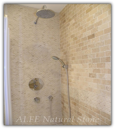 Classic Travertine Mosaic Shower walls -DBM012 & DBM003